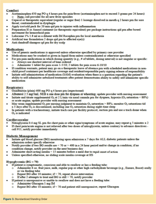 Standardization of Standing Orders in LongTerm Care